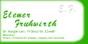 elemer fruhwirth business card